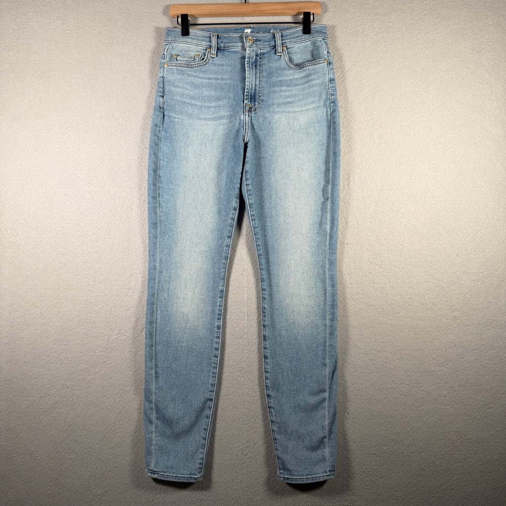 7 For All Mankind Womens High Waist Ankle Gwenevere Jeans Light Wash Blue 30x29
